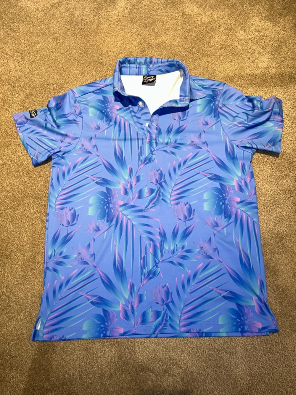 Sunday Swagger Boys' Blue Tropical Polo